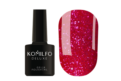 Гель-лак Komilfo DeLuxe Series №G026 насичений рожевий з світло рожевими блискітками, 8 мл, Колір: Рожевий, Об`єм: 8 мл