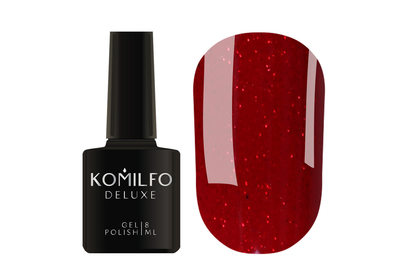 Gel polish Komilfo Deluxe Series No. D305 red with sparkles, 8 ml, Color: Red, Volume: 8 ml