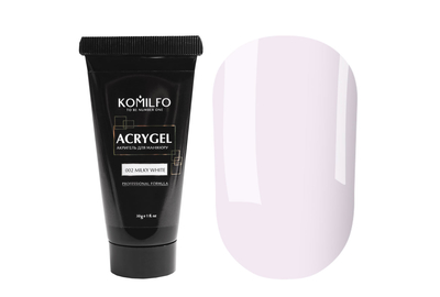 Акрил-гель Acryl Gel Komilfo №002 Milky White, молочно-белый, 30 г