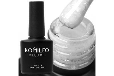 База для нігтів Komilfo Potal Base P007, біло-молочна з поталлю, 8 мл