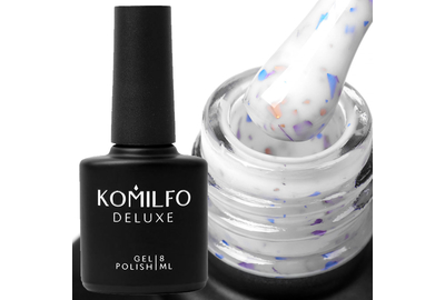 База для ногтей Komilfo Potal Base P011, молочная с разноцветной поталью, 8 мл