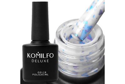 База для ногтей Komilfo Potal Base P012, белая с разноцветной поталью, 8 мл