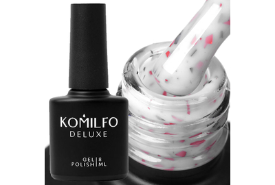 База для ногтей Komilfo Potal Base P018, белая с розовой и черной поталью, 8 мл