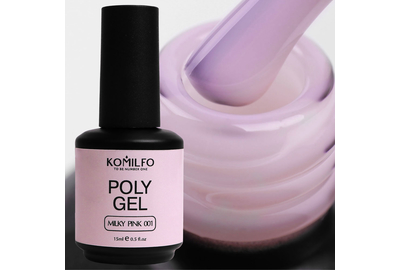 Акрил гель Komilfo PolyGel №01 Milky Pink, молочно-розовый, 15 мл