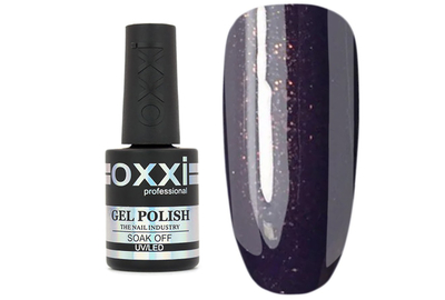 Гель-лак Oxxi №045, темный фиолетовый с золотым микроблеском, 10 мл.