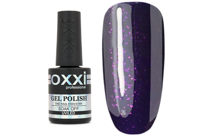 Гель-лак Oxxi №049, фиолетовый с розовыми блестками, 10 мл.