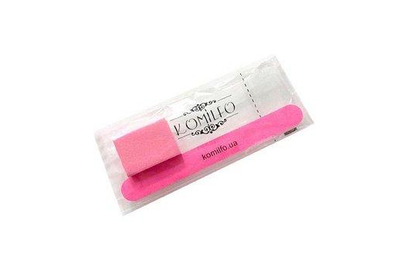 Одноразовий набір Komilfo №1 рожевий пилка 100/100 і баф 120/120, Колір: Рожевий