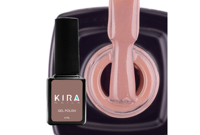 Гель-лак Kira Nails №071 бежево-коричневый с золотым микроблеском, 6 мл