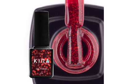 Гель-лак Kira Nails №095 насичений червоний з мікроблиском, 6 мл