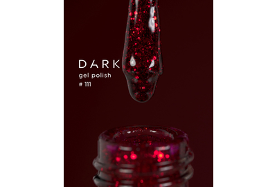 DARK gel polish #111, red with sparkles, 6 ml