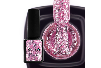 Гель-лак Kira Nails Shine Bright №08 розовый с блестками, 6 мл