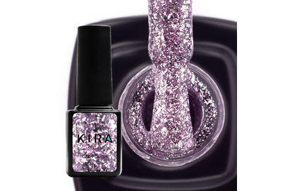 Гель-лак Kira Nails Shine Bright №09 сиреневый с блестками, 6 мл