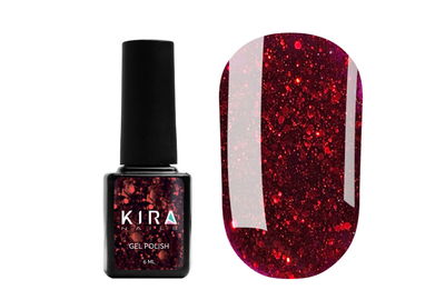 Гель-лак Kira Nails Shine Bright №11 темно-красный с блестками, 6 мл