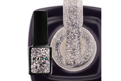 Гель-лак Kira Nails №162 золотий із срібними кульками емаль, 6 мл