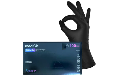 Перчатки черные нитриловые MediOk SPACE S, 100 шт