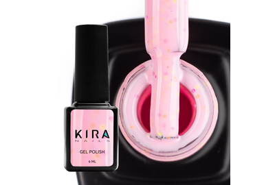 Гель лак Kira Nails Yoghurt Boom №08 розовый с розовыми крапинками, 6 мл