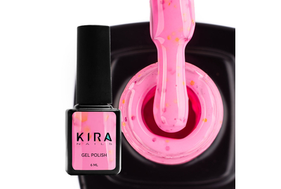 Гель лак Kira Nails Yoghurt Boom №10 малиновый смузи с неоновыми блестками, 6 мл