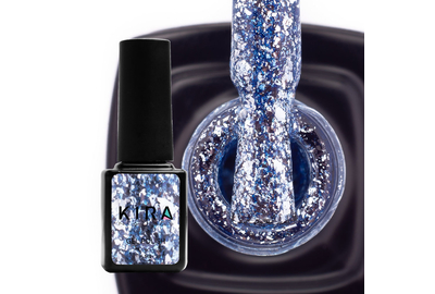 Гель-лак Kira Nails Shine Bright №10 голубой с блестками, 6 мл