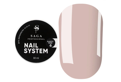 База для ногтей Saga Elastic №06, пудровая, 30 мл