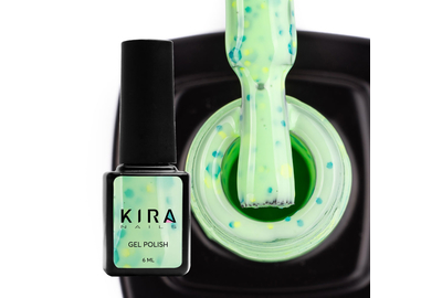 Гель лак Kira Nails Yoghurt Boom №06 яблочная карамель с неоновыми блестками, 6 мл