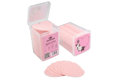 Lint-free napkins Designer Pink/Blue, heart in a plastic box, 200 pcs.