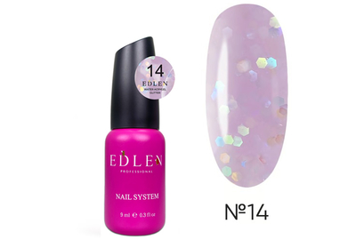 Liquid acrylic gel Edlen Water Acrygel Glitter No. 14, with a brush, 9 ml