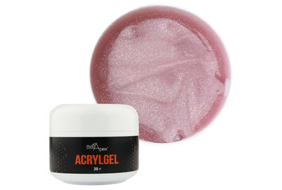 Акрил-гель NailApex Olimp нежно-розовый с серебряным шиммером, 30 г