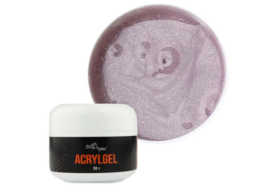 Акрил-гель NailApex Orion холодно-лавандовый с серебряным шиммером, 30 г