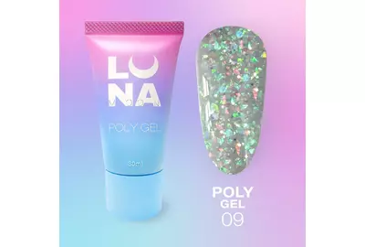 Полигель для наращивания Luna Poly Gel №09 в тюбике, 30 мл