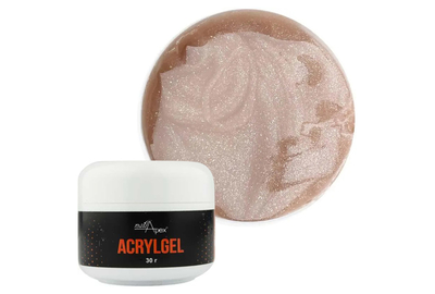 Акрил-гель NailApex Aura песочный бежевый с серебряным шиммером, 30 г