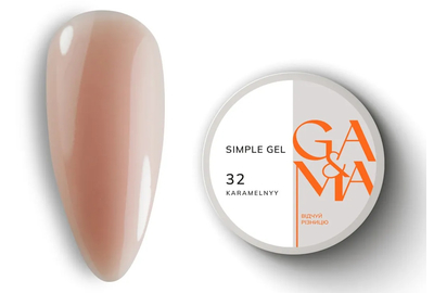 Гель GaMa Simple gel №32 Karamelnyy, карамельный, 30 мл, Цвет: Карамель