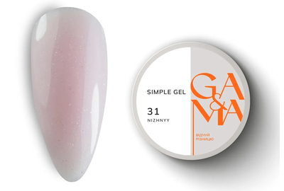 Гель GaMa Simple gel №31 Nizhnyy, нежно-розовый с блестками, 15 мл, Цвет: Розовый