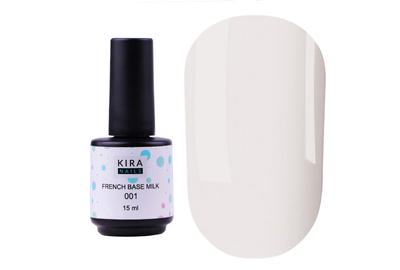 База камуфлирующая Kira Nails French Base Milk №001 молочная, 15 мл, Цвет: Молочный, Обьем: 15 мл