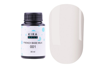 База камуфлирующая Kira Nails French Base Milk №001 молочная, 30 мл, Цвет: Молочный, Обьем: 30 мл