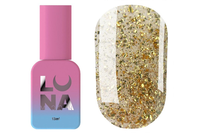 Luna Top Gold nail top, transparent, with gold plating, non-sticky layer, 13 ml