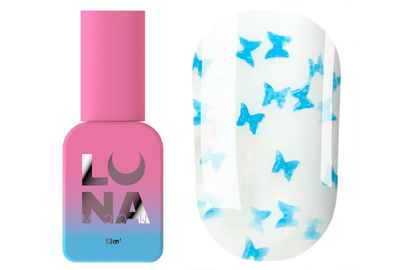 Топ для ногтей Luna Top Butterfly Blue, прозрачный, без липкого слоя, 13 мл