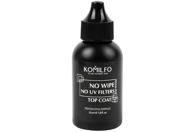 Закріплювач для гель-лаку Komilfo No Wipe No UV Top, без липкого шару, без УФ фільтрів, 50 мл, Об`єм: 50 мл