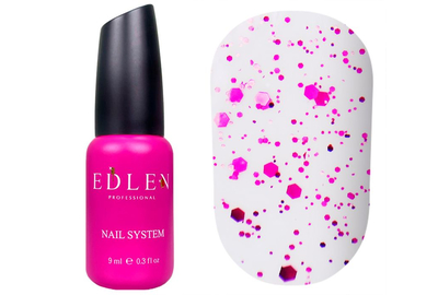Топ для ногтей Edlen Matt Euphoria top матовый с розовым конфетти, 9 мл