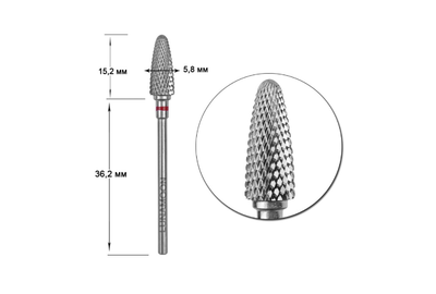 Насадка твердосплавная фреза LUNA 5,8 красная кукуруза