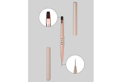 Пензель DARK двосторонній, лайнер 11 мм + квадрат гель 9 мм, бежевий