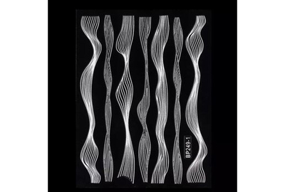 Наклейка гибкая лента волна бело-серебро