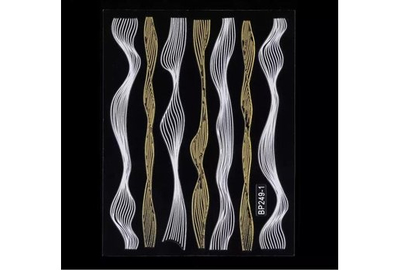 Наклейка гибкая лента волна белое золото