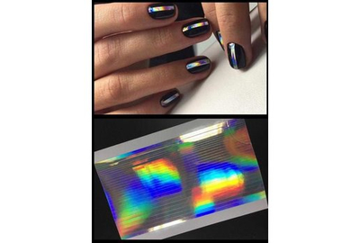 Наклейка гибкая лента серебро голография 1-3 мм