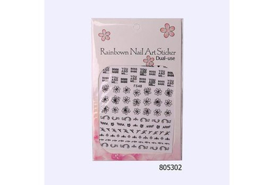 Наклейки для дизайна ногтей F548 черные.