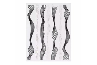 Наклейка гибкая лента волна черная серебро