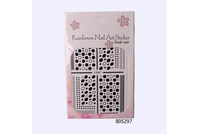 Наклейки для дизайна ногтей F305 черные.