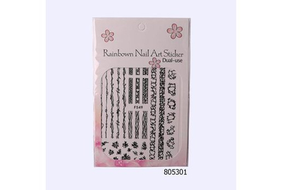 Наклейки для дизайна ногтей F549 черные.