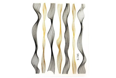 Наклейка гибкая лента волна черная золото