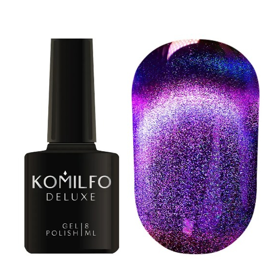 Гель-лак Komilfo 9D Cat №04 кошачий глаз, фиолетовый перламутр, 8 мл