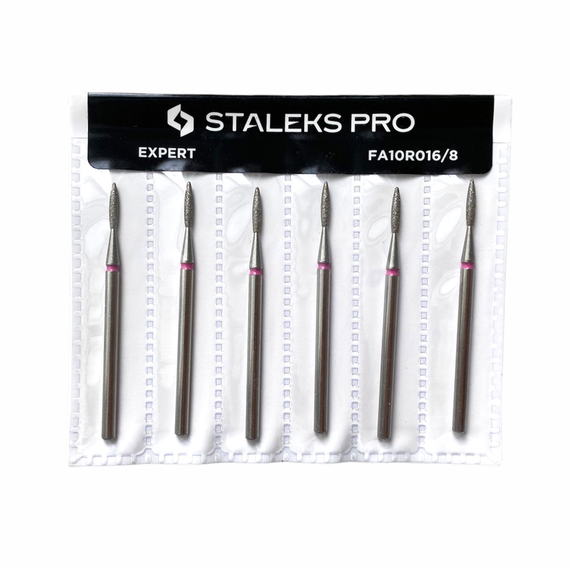 Набір насадок фрез з алмазним напиленням Staleks полум`я гостре червоне 1,6 мм 6 шт, зображення 2